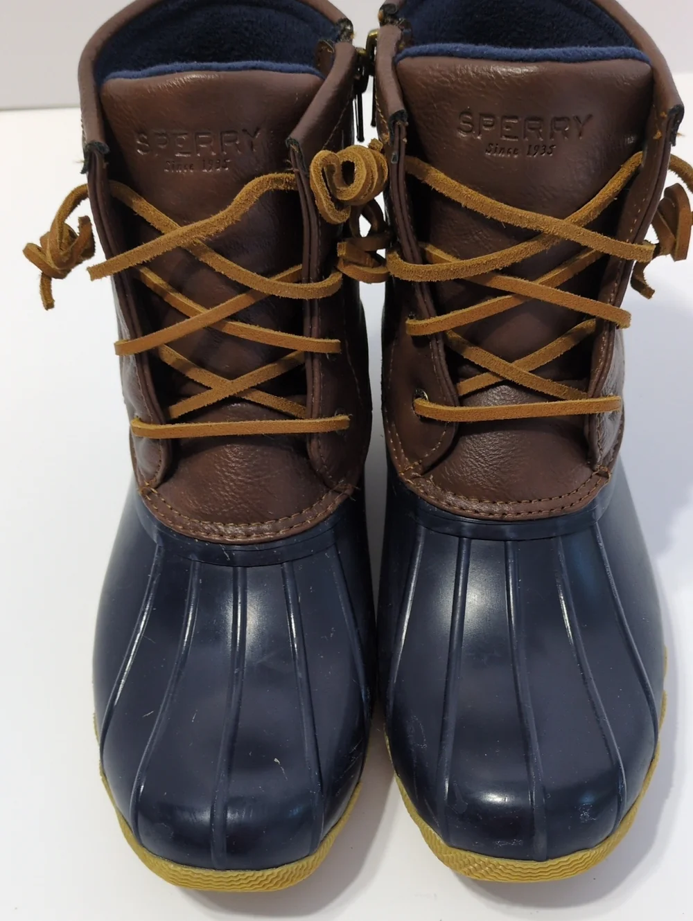 Sperry Top-Sider Girls Saltwater Duck Boots Size 4M Navy Brown